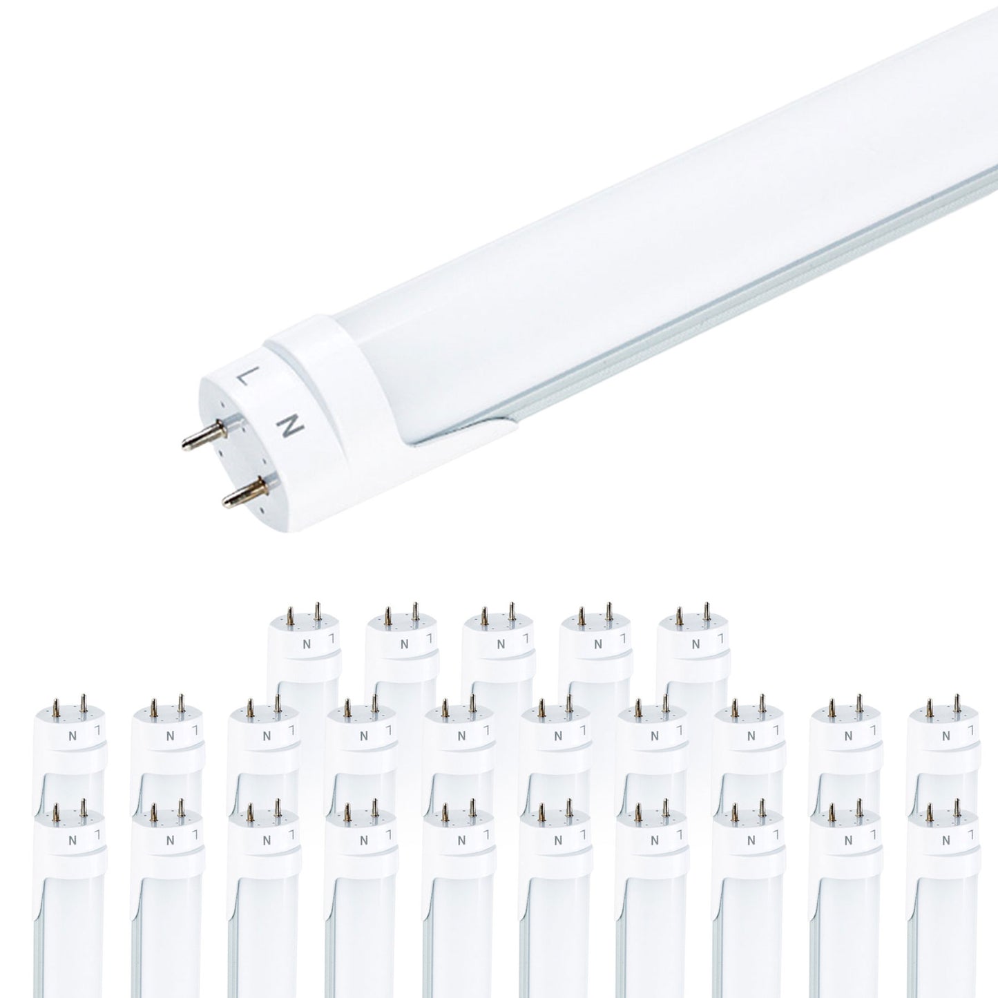 T8 LED Tube, 4Ft, Frosted, Bypass Type B, 18W - 2200 Lumens (25 Pack)